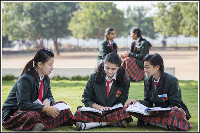 Students studying outdoors
